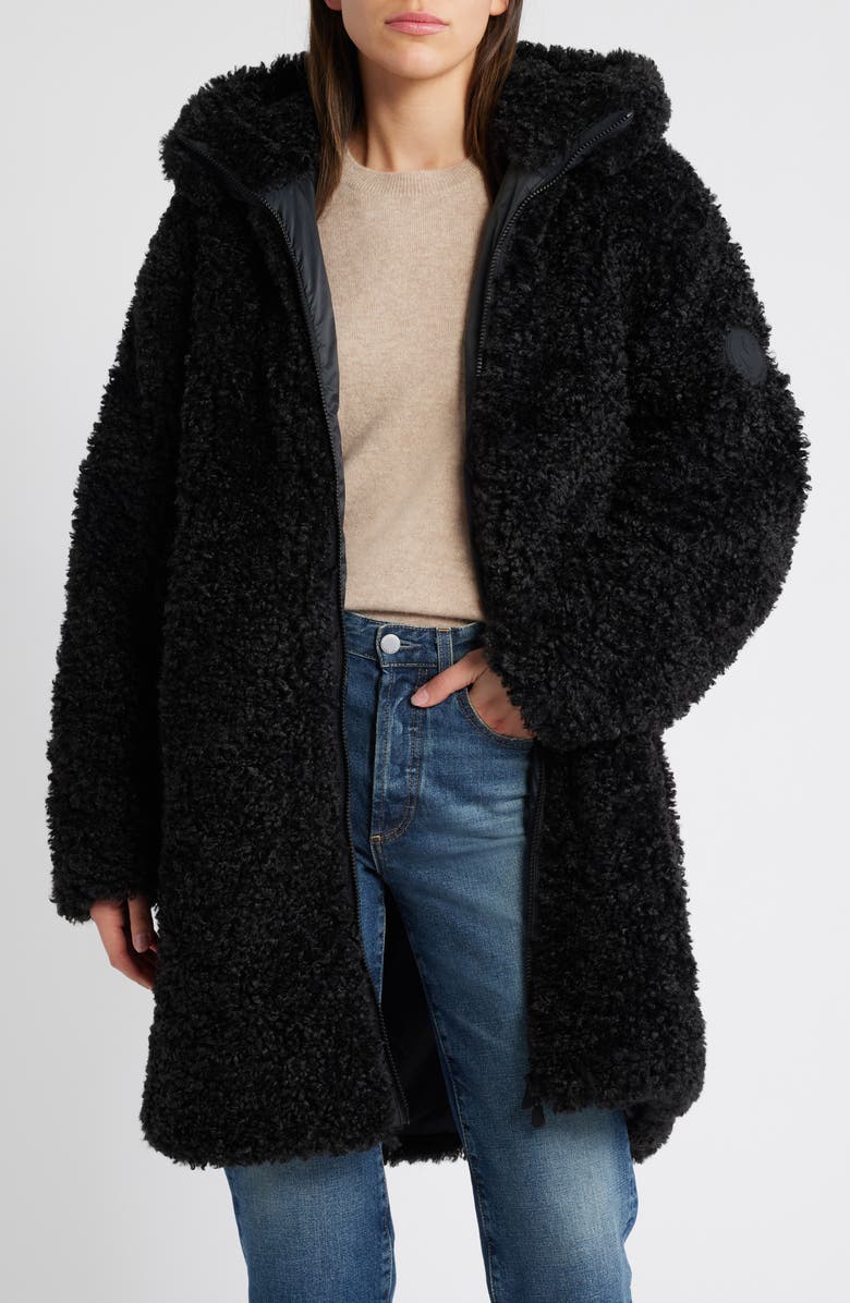 Save The Duck Angelica Faux Shearling Coat, Alternate, color, 