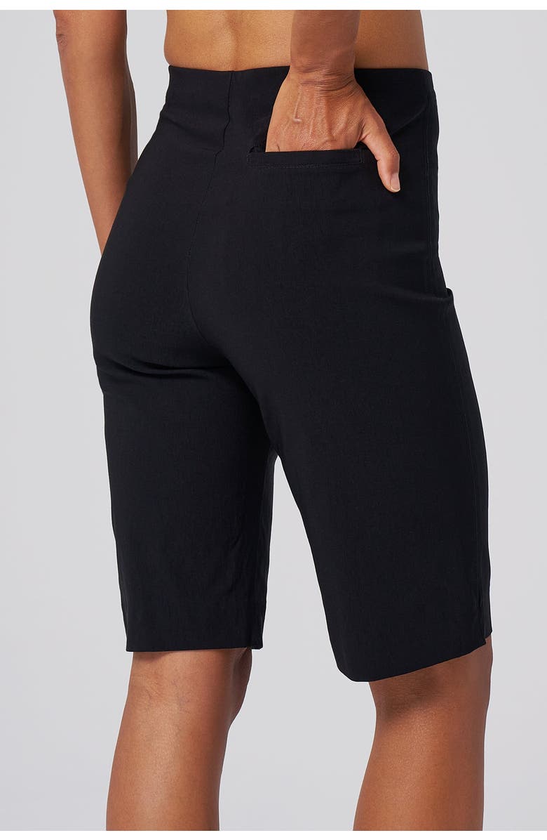 Franne Golde Slim Stretch Bermuda Short, Alternate, color, Black