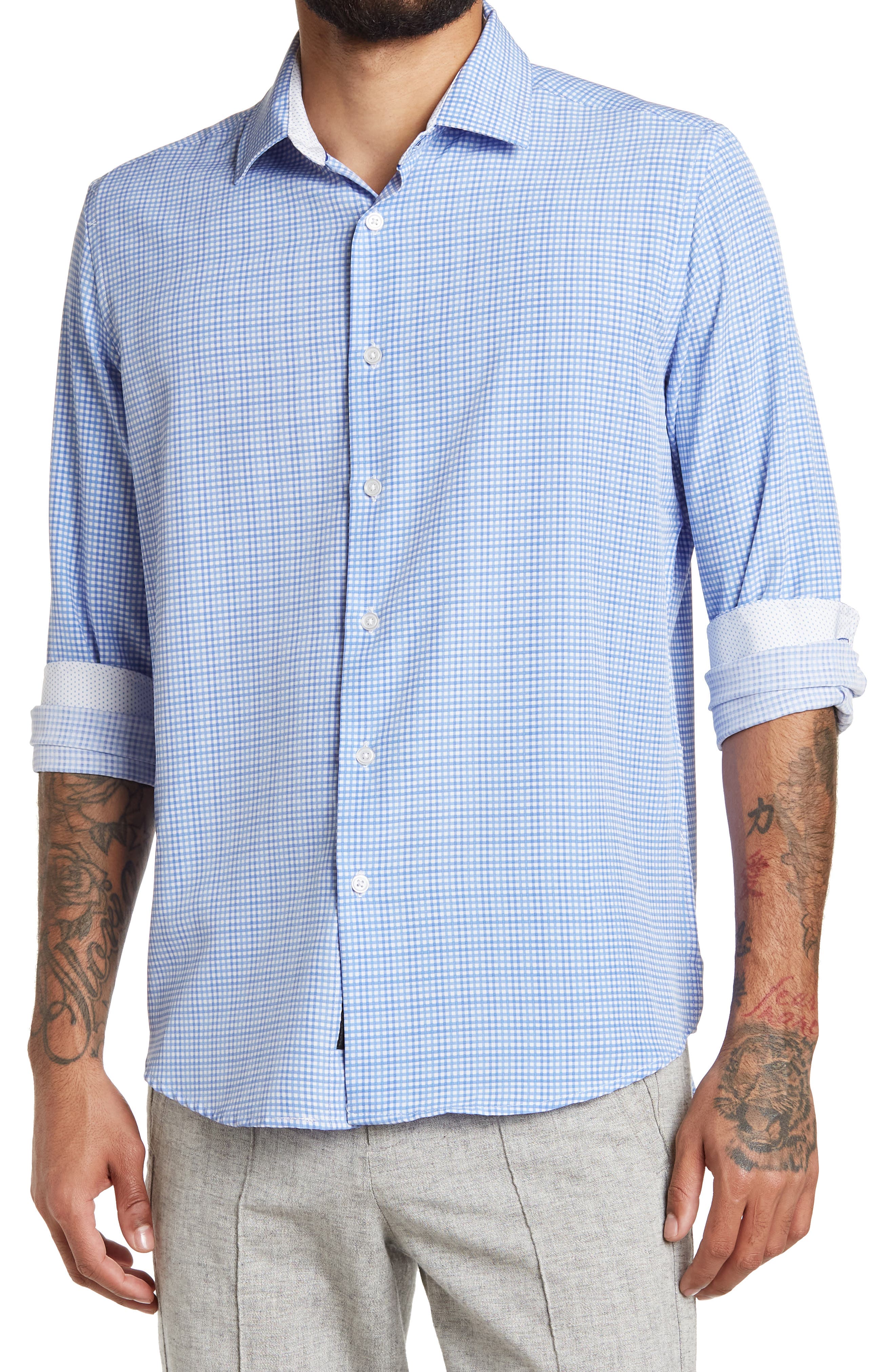 Report Collection 4-Way Stretch Long Sleeve Double Windowpane Pattern ...