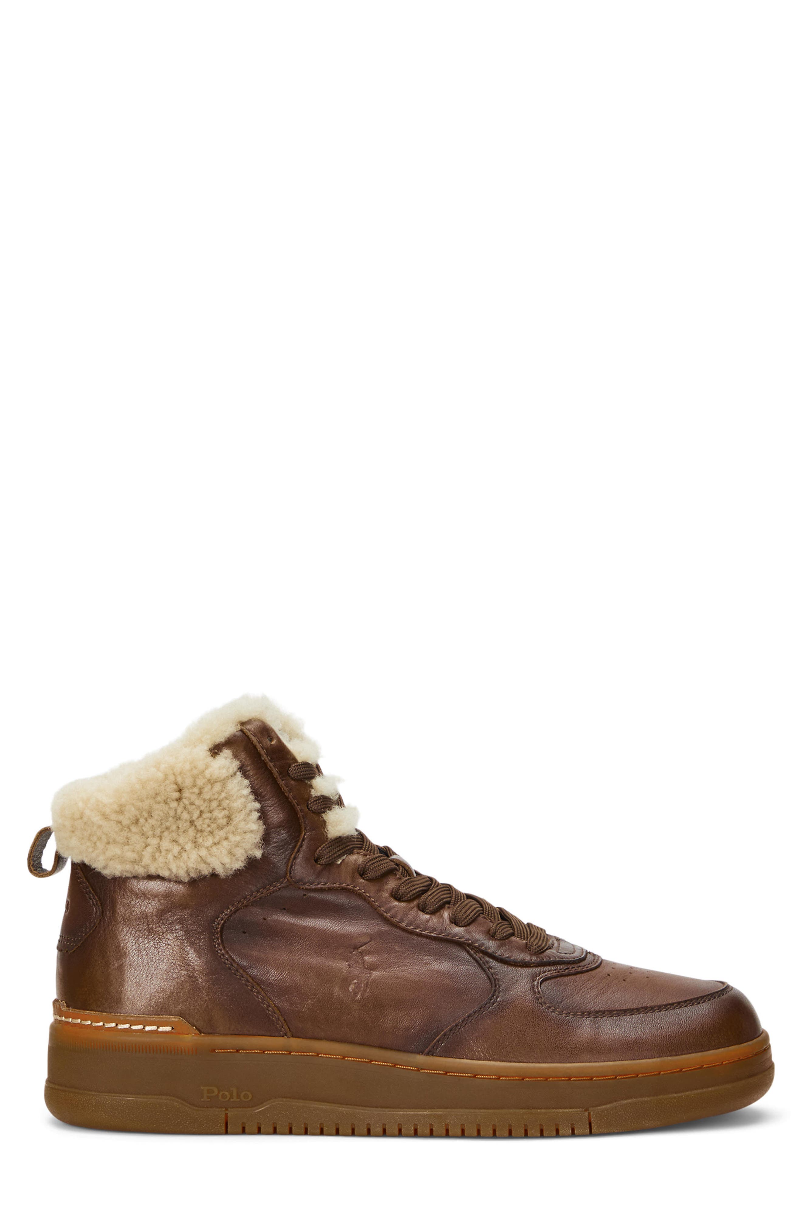 Ralph Lauren Masters Mid Top Sneaker, Alternate, color, Brown