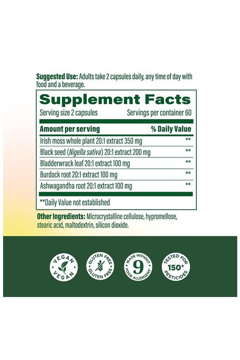 Sea Moss Complex with Irish Sea Moss Plus Black Seed Oil, Burdock Root, Bladderwrack & Ashwagandha, 120 Capsules, Alternate, color, None