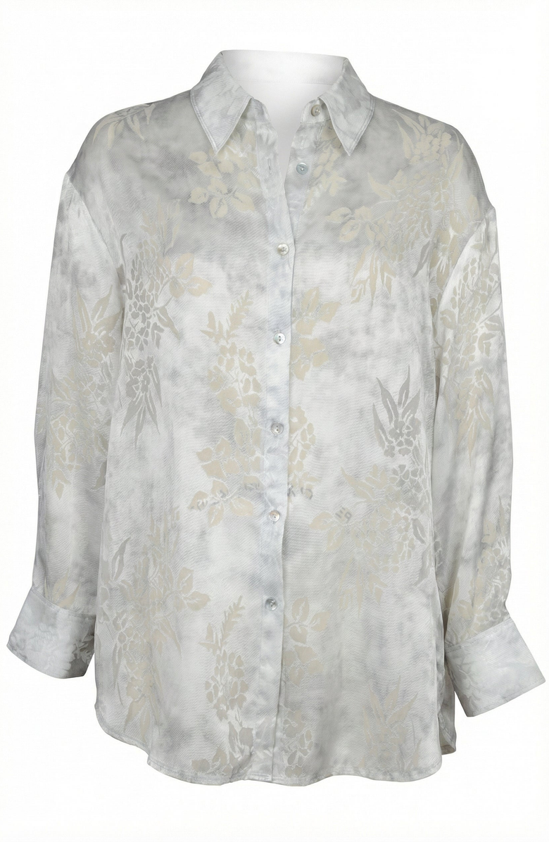 Modenaire Floral Jacquard Button Up Shirt, Alternate, color, Ivory Floral