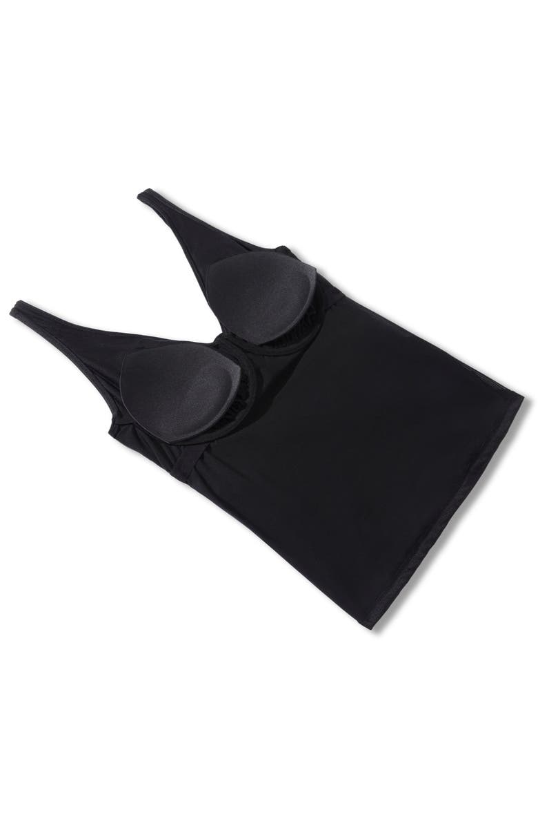 Swimsuits for All Shimmer Contrast Trim Underwire Tankini Top, Alternate, color, Black