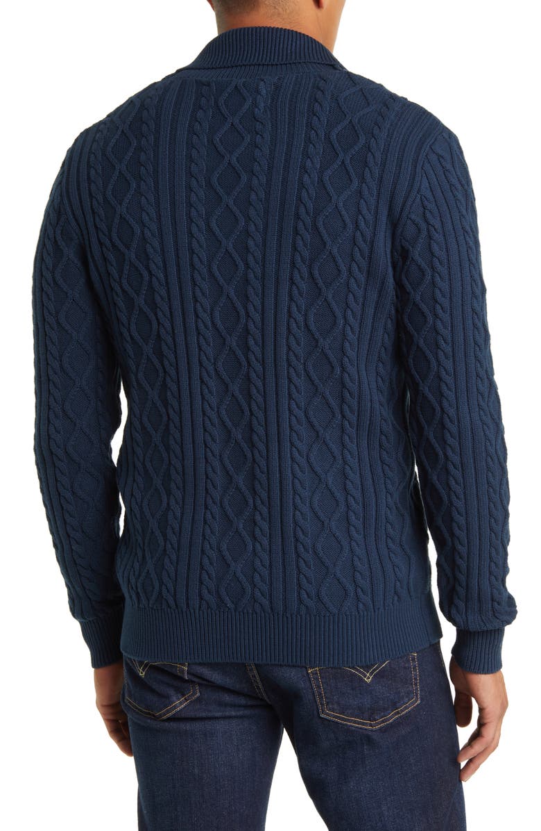 Schott NYC Cable Stitch Cotton Cardigan, Alternate, color, 