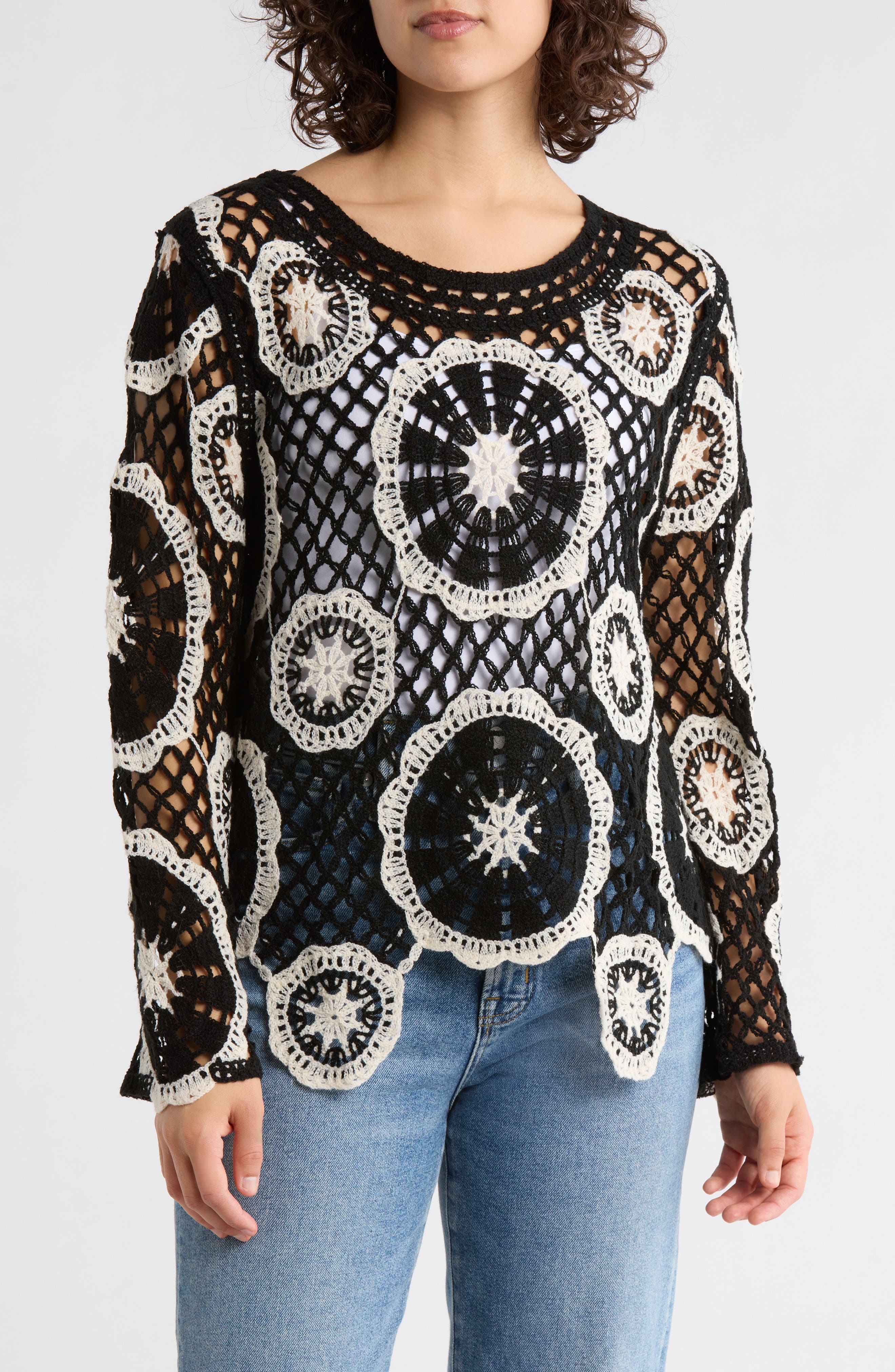 Forgotten Grace Circle Open Knit Sweater