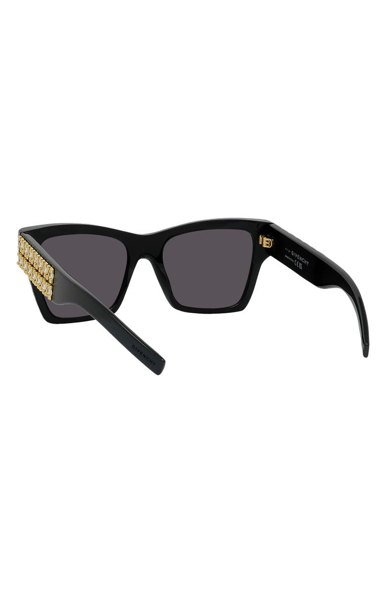 Givenchy Plumeties 54mm Square Sunglasses, Alternate, color, Shiny Black / Smoke