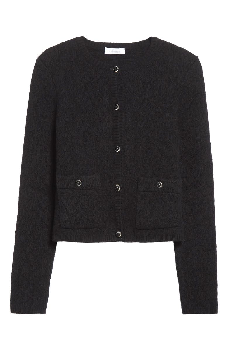 Rabanne Wool Blend Cardigan, Alternate, color, Black
