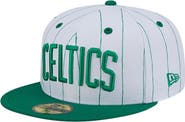 New Era Men's New Era  White Boston Celtics Wordmark Pinstripe 59FIFTY Fitted Hat
