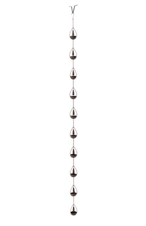 8.5ft 10-Piece Faux Copper Bowl and Bell Shaped Rain Chain with V-Shaped Gutter Clip