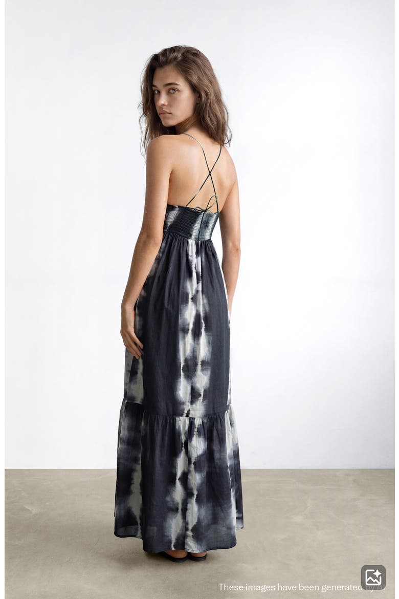 Tie Dye Sleeveless Maxi Dress, Alternate, color, CHARCOAL