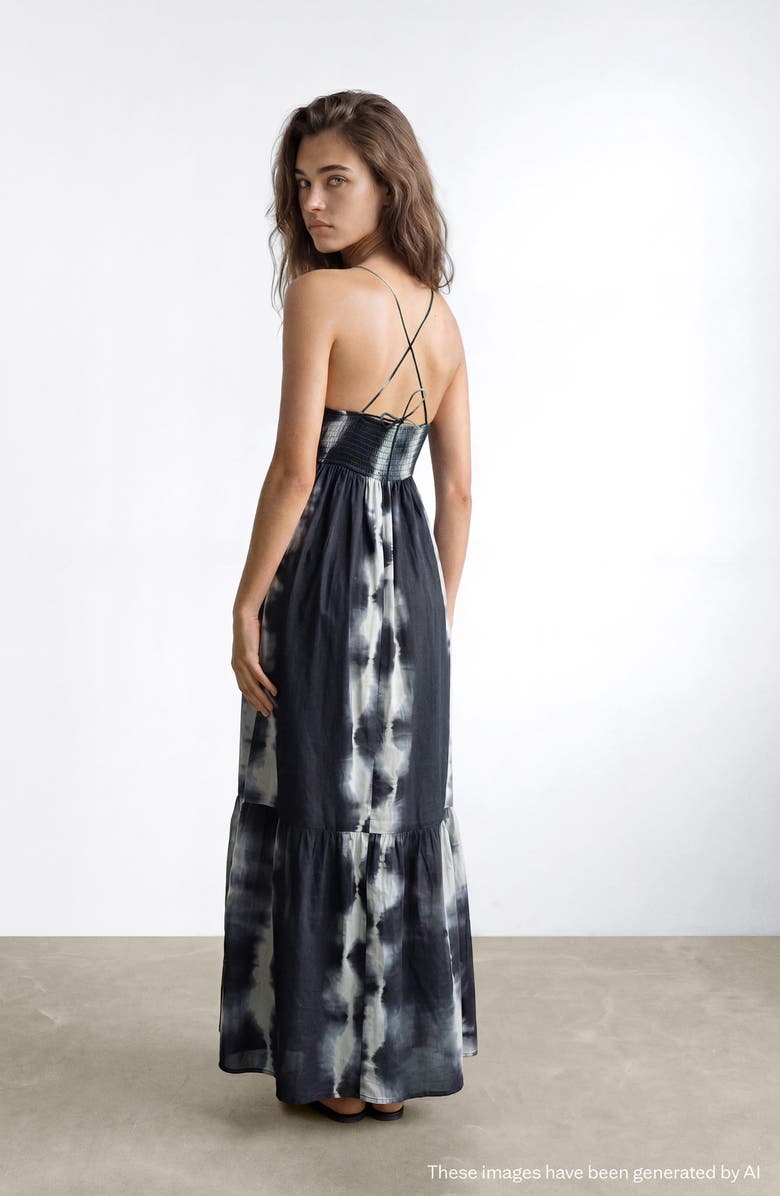 MANGO TEEN Tie Dye Sleeveless Maxi Dress, Alternate, color, Charcoal