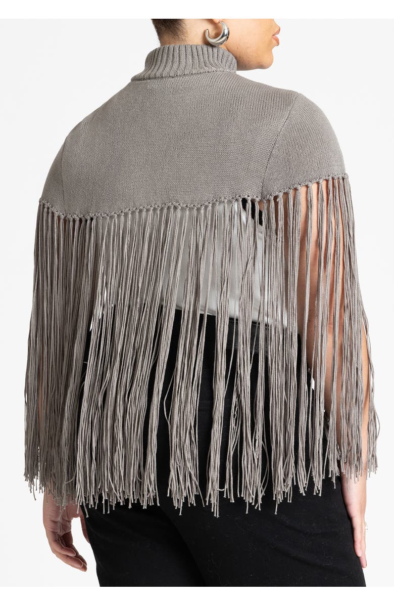 ELOQUII Fringe Half Sweater, Alternate, color, Black Onyx