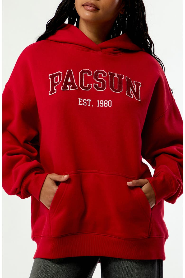 Logo 1980 Oversize Cotton Blend Hoodie, Alternate, color, RED