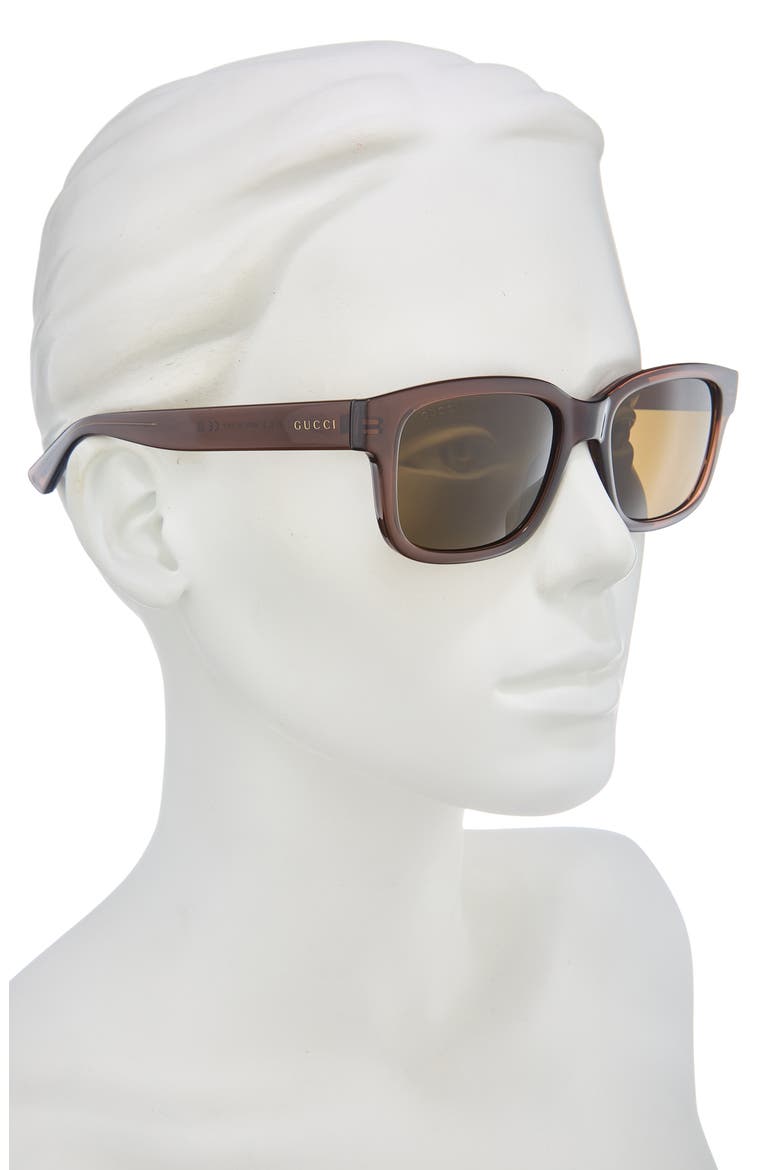 56mm Rectangular Sunglasses, Alternate, color, BROWN BROWN BROWN