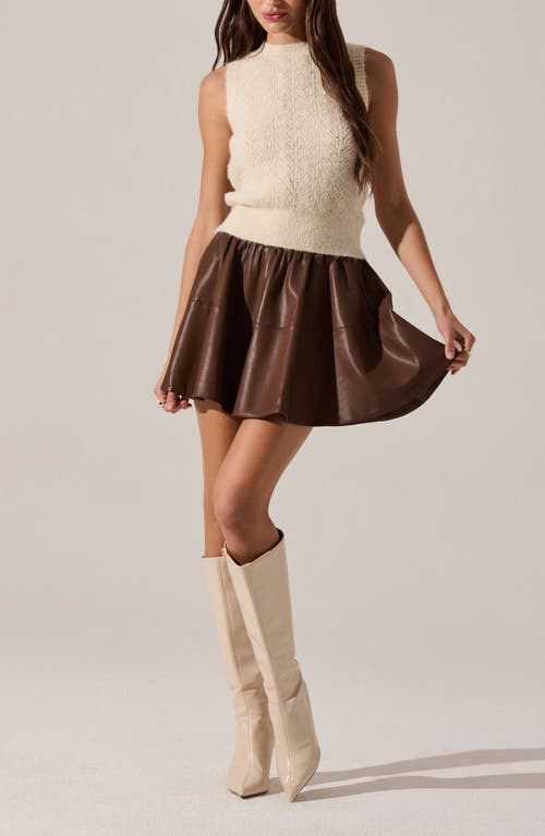 Astr The Label Chelsey Flare Faux Leather Miniskirt In Brown