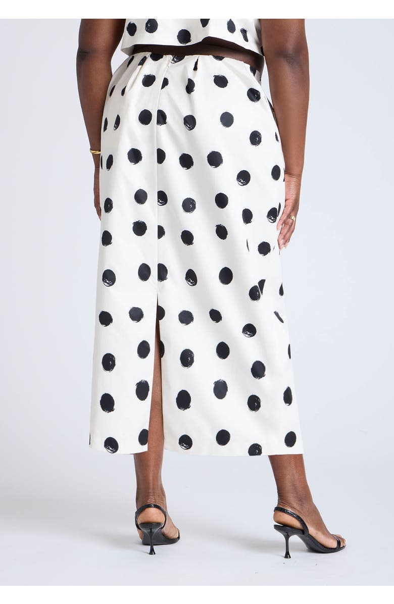 ELOQUII Printed Column Skirt, Alternate, color, Paint Dot