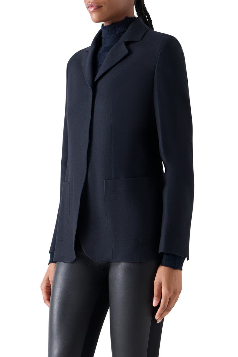 Double Knit Jersey Tailored Blazer, Alternate, color, NAVY