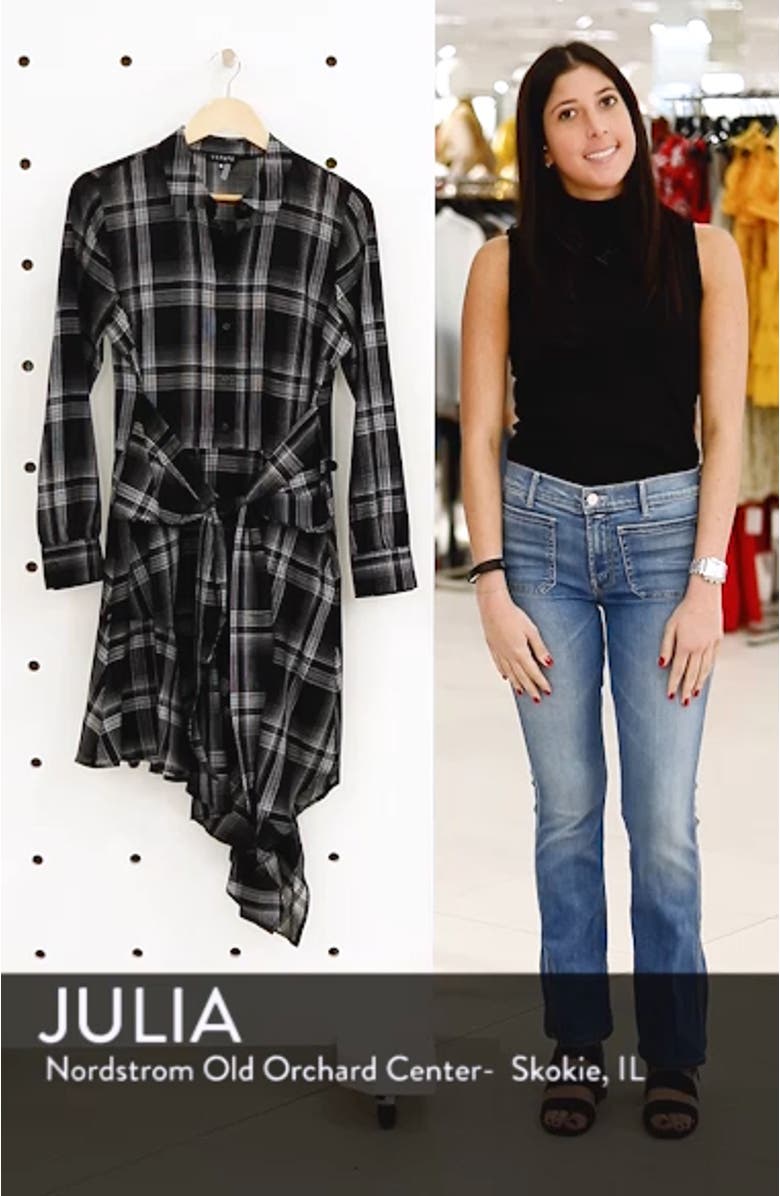 Capital Plaid Tie Waist Shirtdress, sales video thumbnail