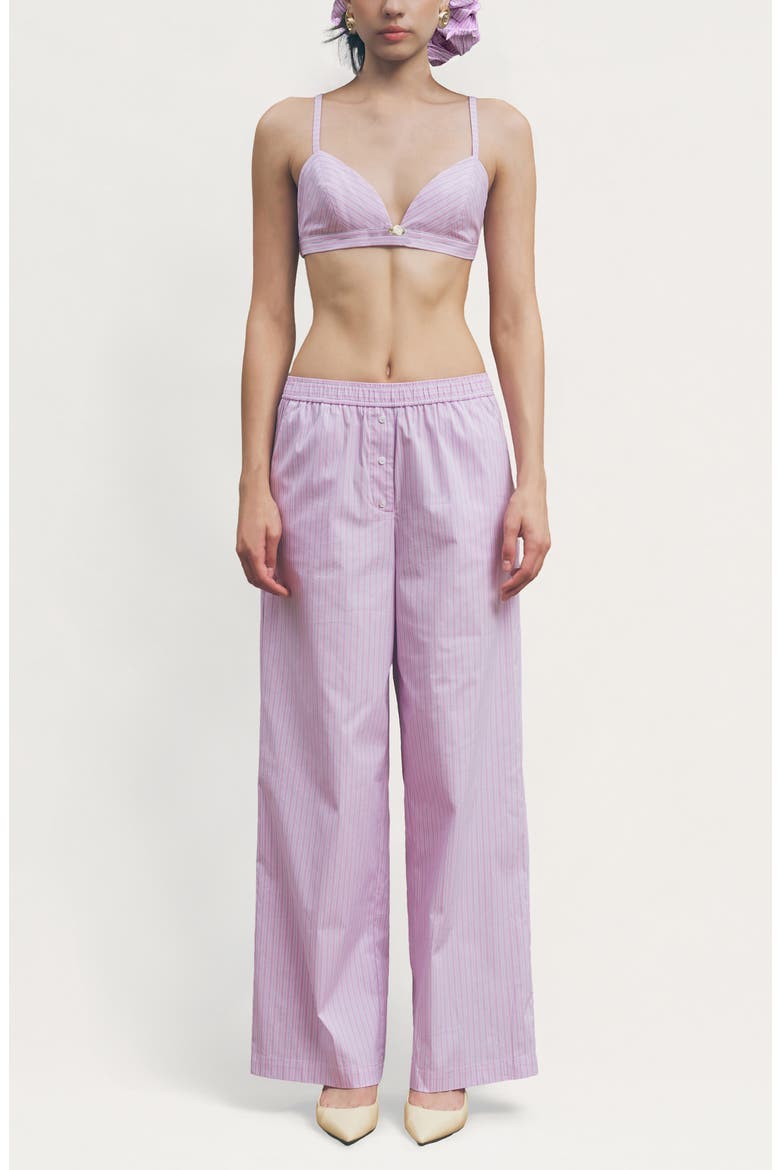 Jasper Stripe Cotton Blend Bra Top & Pants Set, Main, color, PINK STRIPE