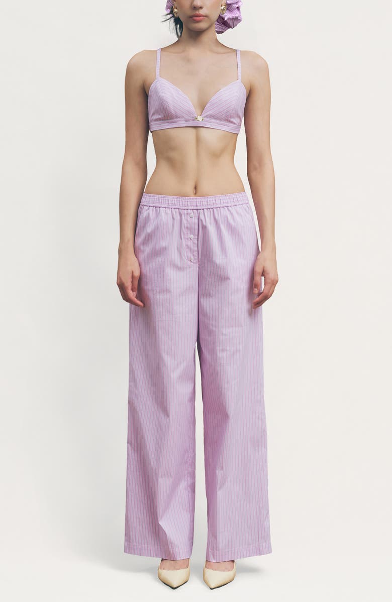 MAUDE CLUB Jasper Stripe Cotton Blend Bra Top & Pants Set, Main, color, Pink Stripe