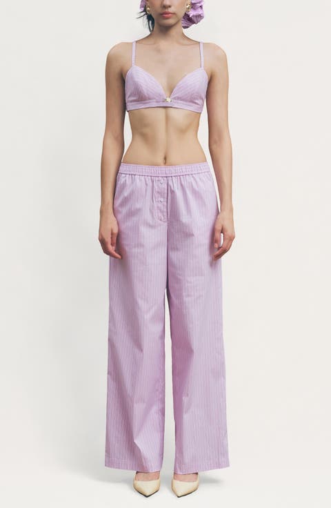 Jasper Stripe Cotton Blend Bra Top & Pants Set