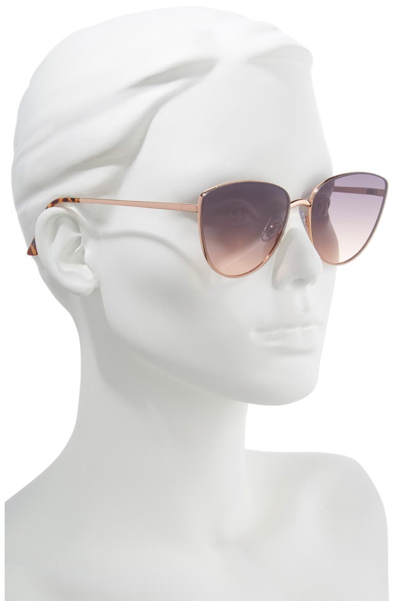 Rimless Cat Eye Sunglasses, Alternate, color, GOLD/ BROWN