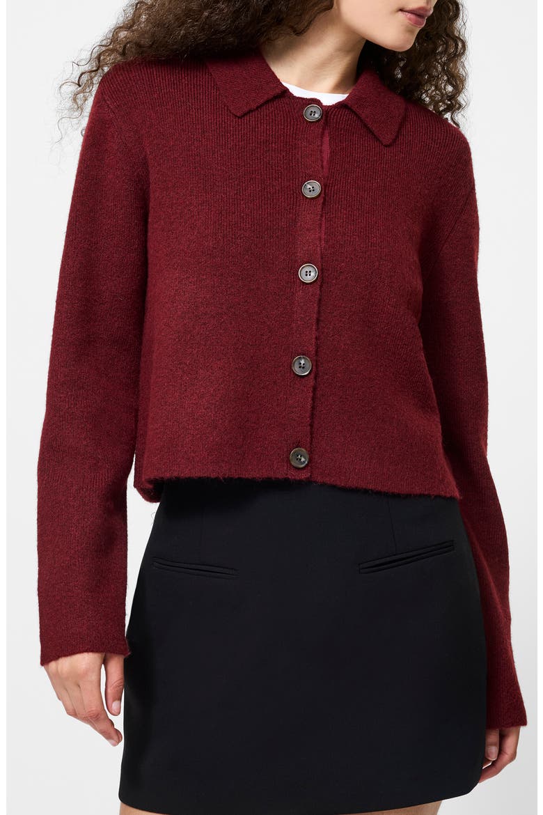 Ellie Collared Crop Cardigan, Alternate, color, CABERNET
