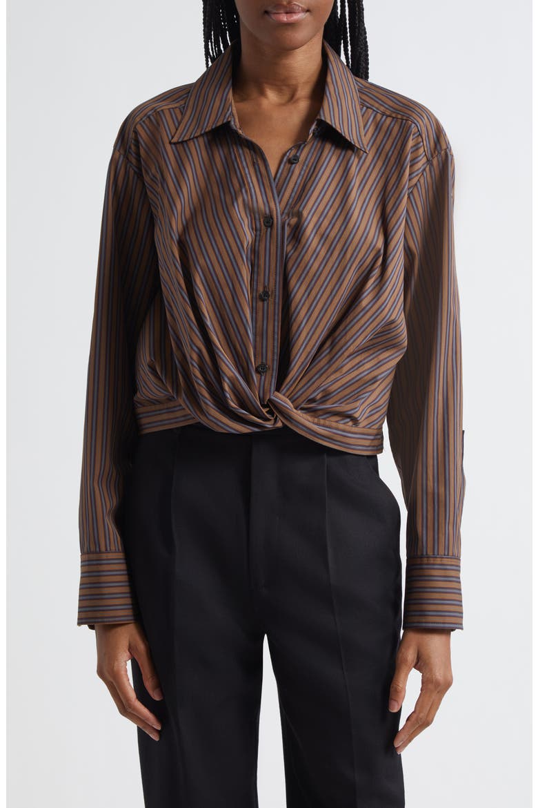 Leo Front Twist Shirt, Main, color, BROWN MULTI