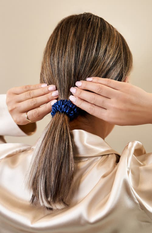 Blissy 3-pack Skinny Silk Scrunchies In Navy