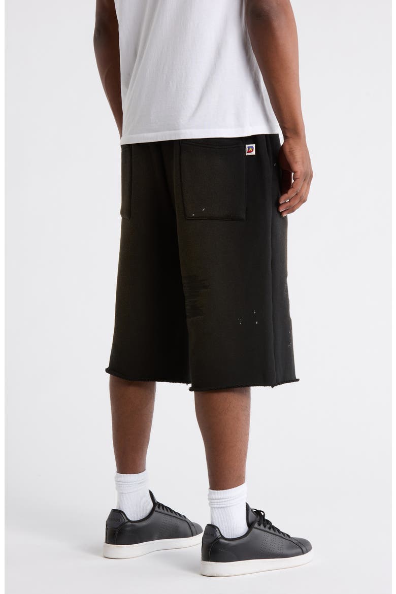Logo Print Distressed Drawstring Shorts (Nordstrom Exclusive), Alternate, color, VINTAGE BLACK