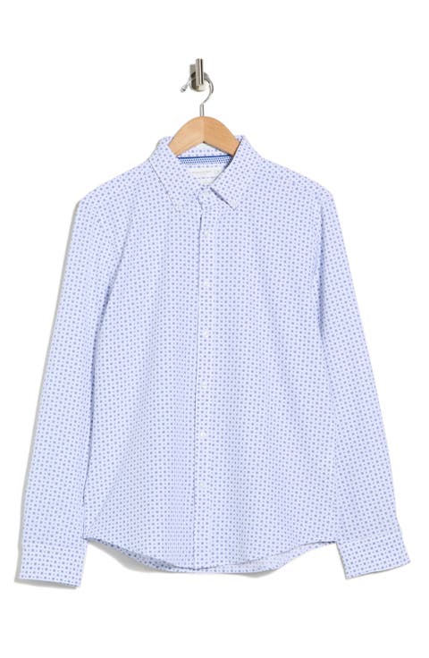 Dot Print Dressy Tech Button-Up Shirt
