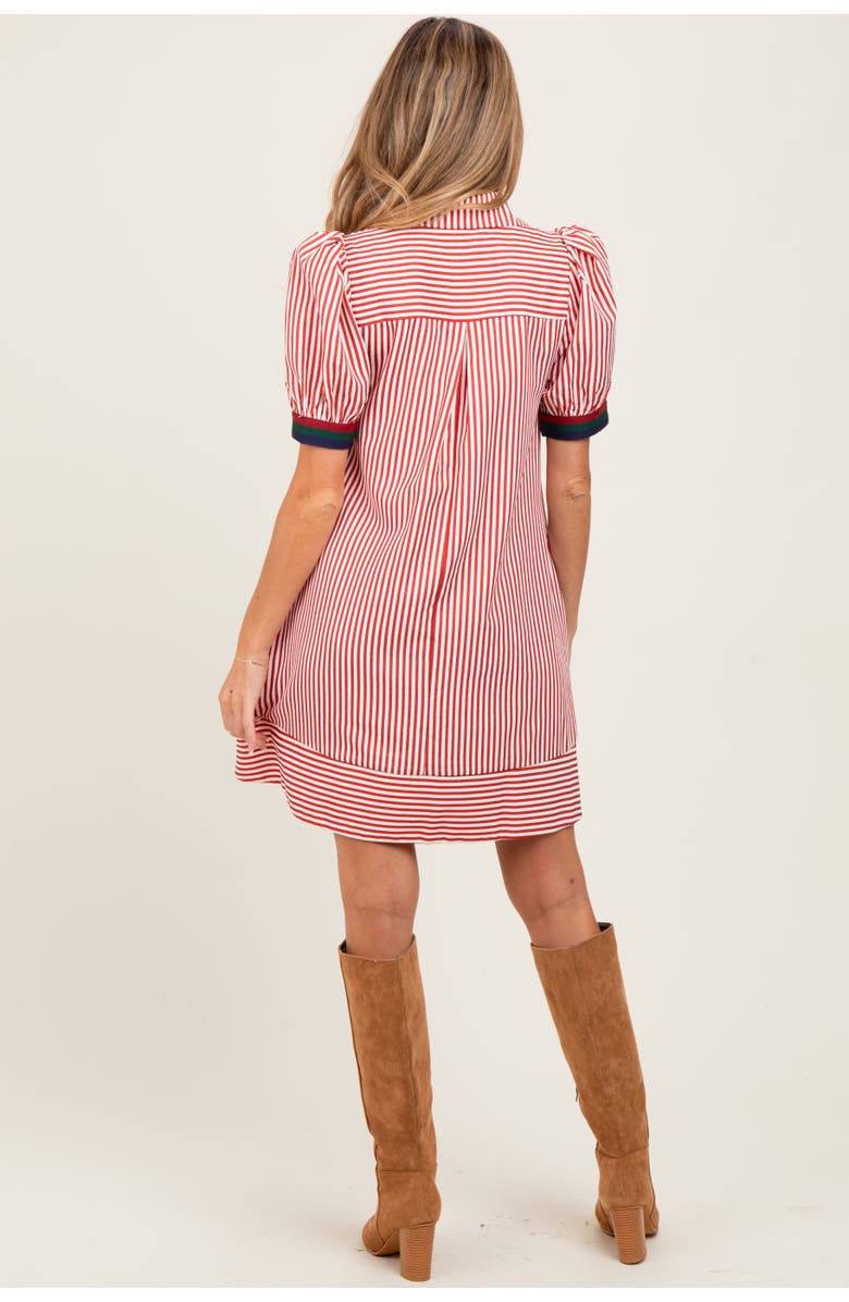 PinkBlush Striped Puff Sleeve Mini Shirt Dress, Alternate, color, Rust