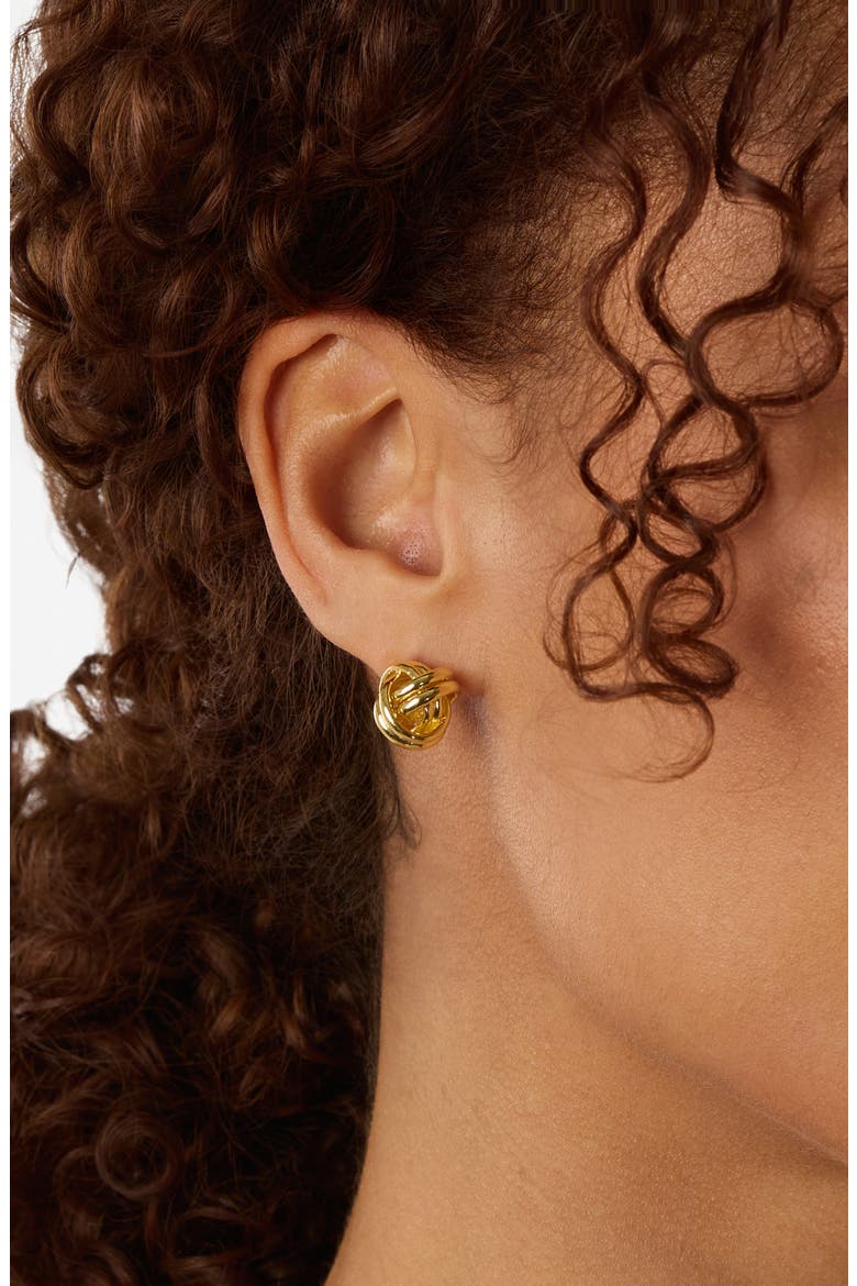 Knot Stud Earrings, Alternate, color, GOLD