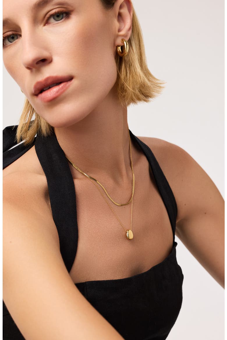 Mini Pebble Pendant Necklace, Alternate, color, GOLD
