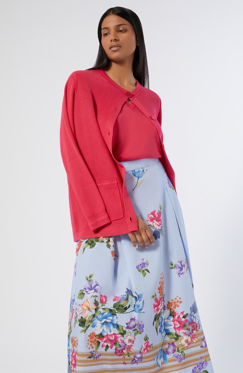 Marina Rinaldi Rita V-Neck Cotton Blend Sweater, Alternate, color, Cherry