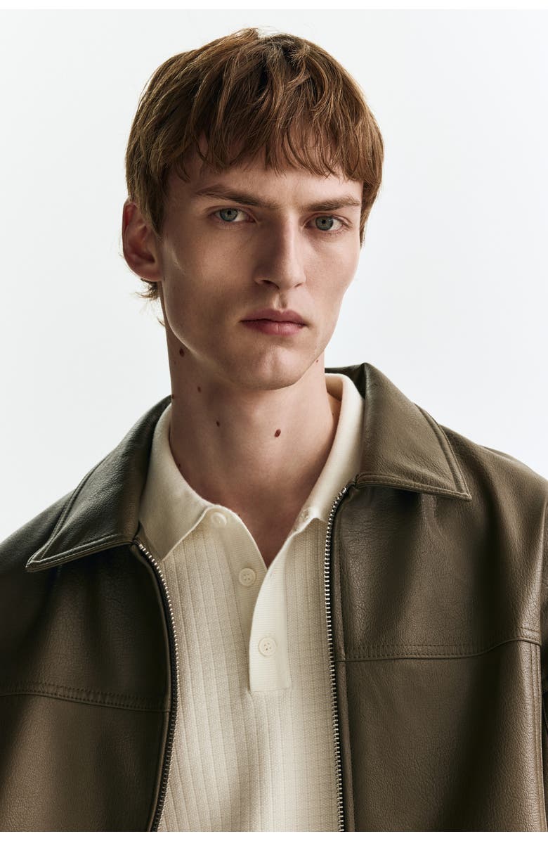 H&M Regular Fit Textured-knit Polo Shirt, Alternate, color, White