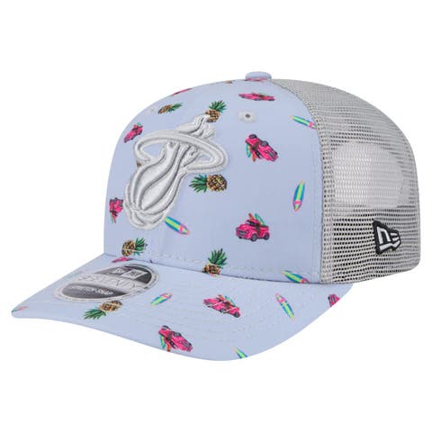 Men's New Era Light Blue/Gray Miami Heat Adventure Aloha Pattern 9SEVENTY Stretch-Snap Hat