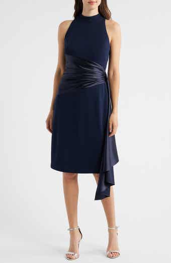 Eliza J Mixed Media High Neck Cocktail Sheath Dress