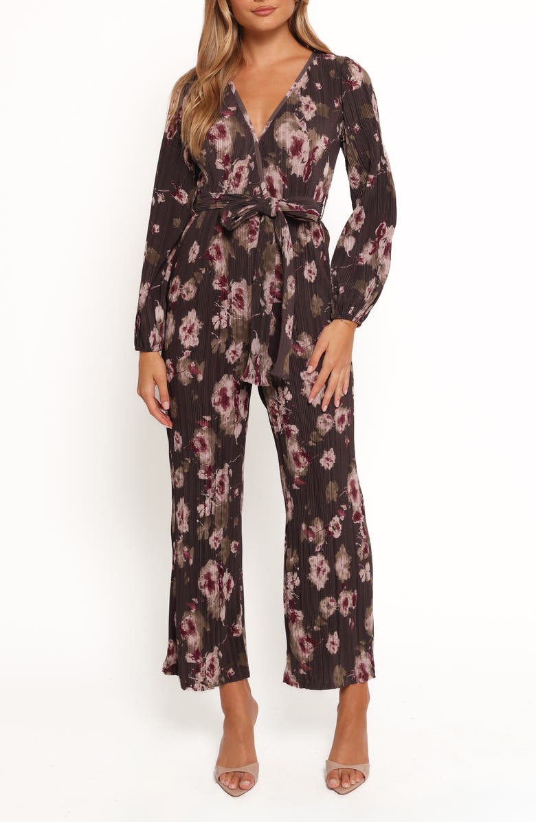 Petal & Pup Solange Floral Long Sleeve Plissé Jumpsuit, Main, color,