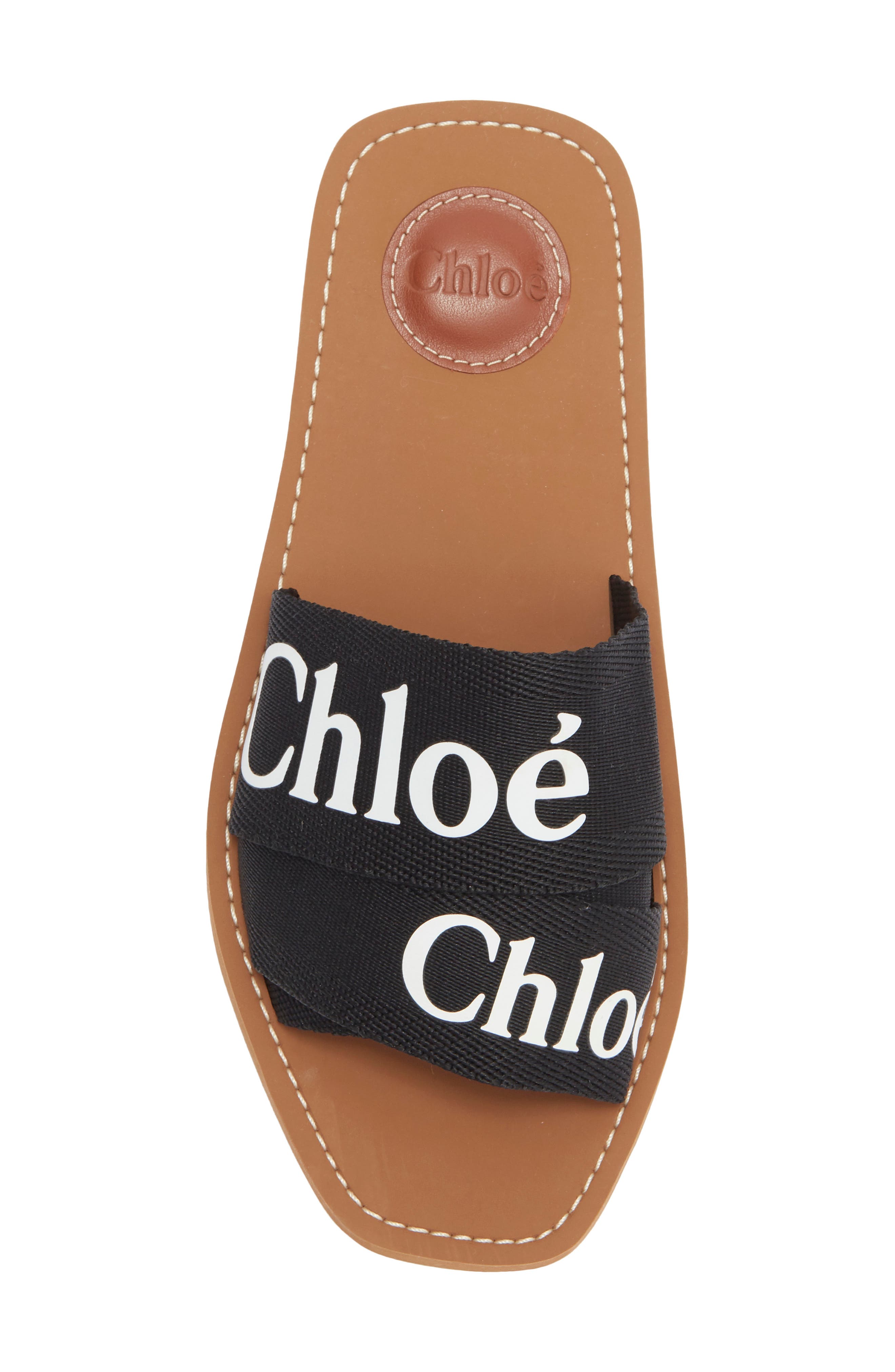 Chloé Woody Logo Slide Sandal, Alternate, color, 