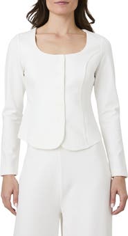 French Connection Square Neck Long Sleeve Ponte Top