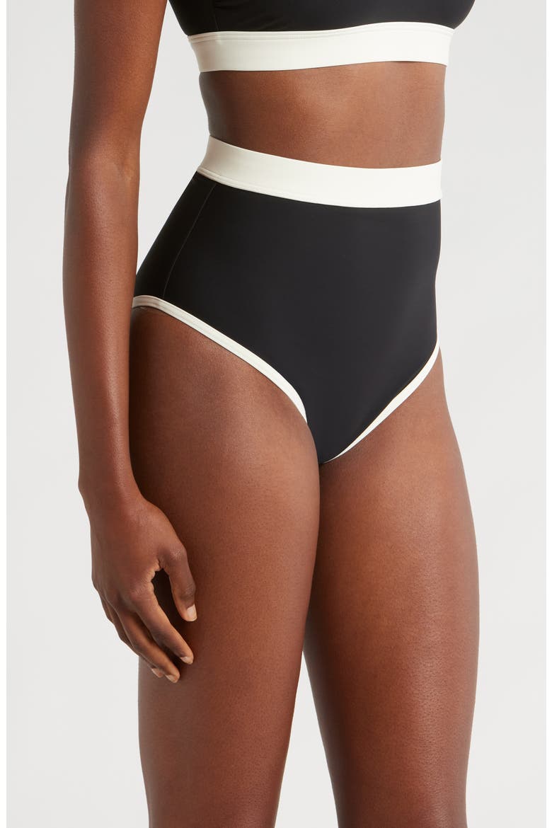 Jayde High Waist Bikini Bottoms, Alternate, color, BLACK