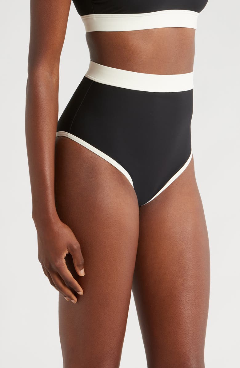 BONDI BORN Jayde High Waist Bikini Bottoms, Alternate, color, Black