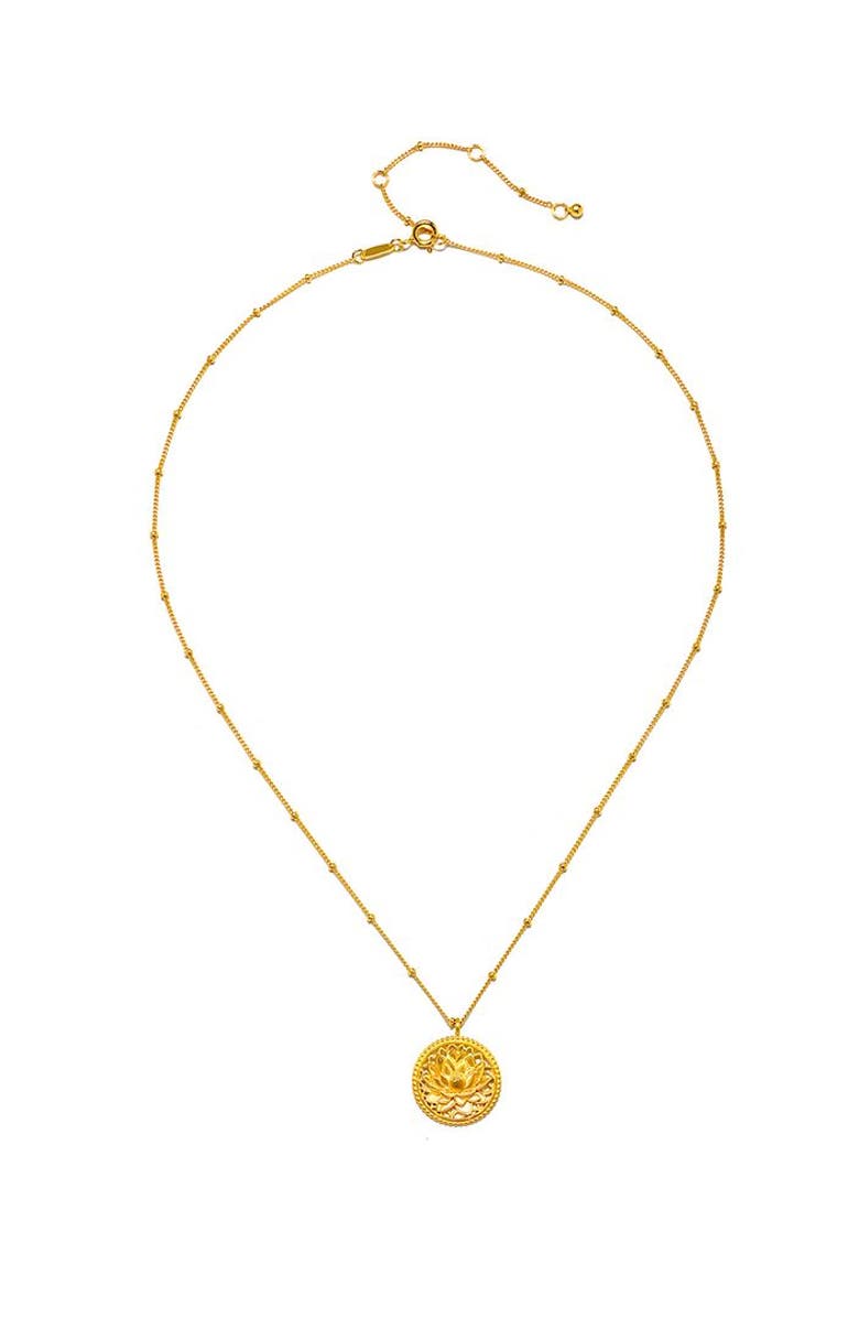Satya Jewelry Blessed Beginnings Lotus Necklace, Alternate, color, Gold