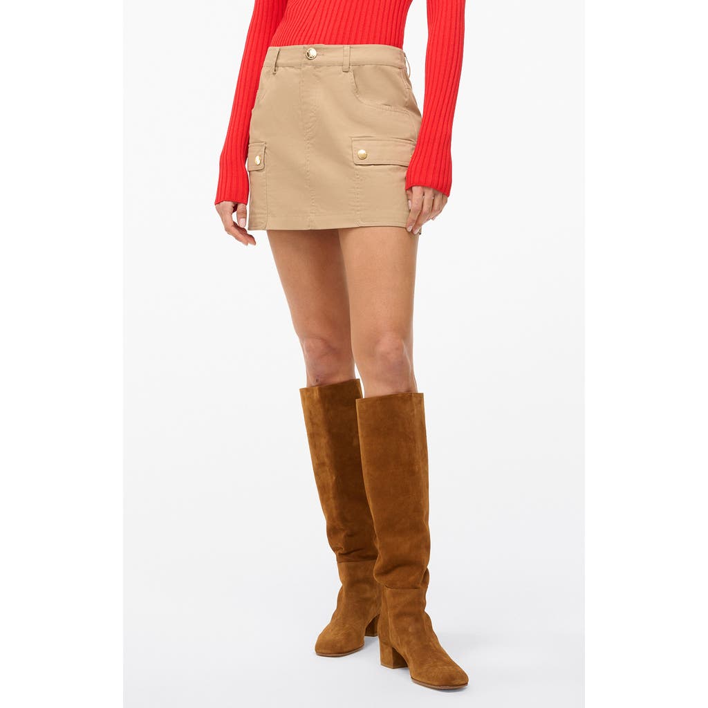 Staud San Carlos Stretch Cotton Miniskirt In Khaki