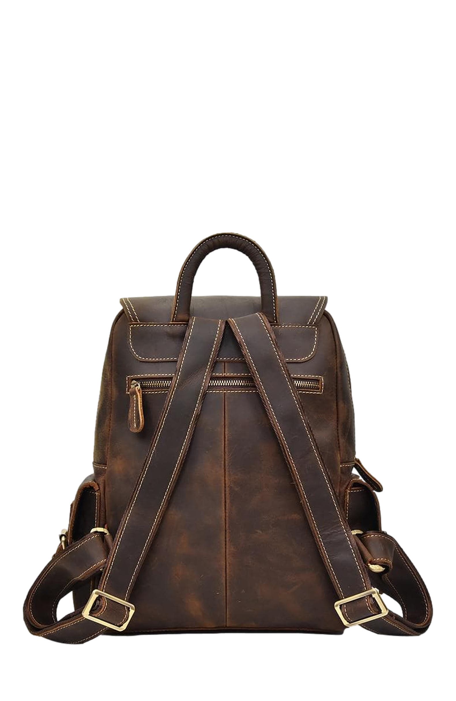 STEEL HORSE LEATHER The Freja Backpack | Handcrafted Leather Backpack, Alternate, color, Dark Brown
