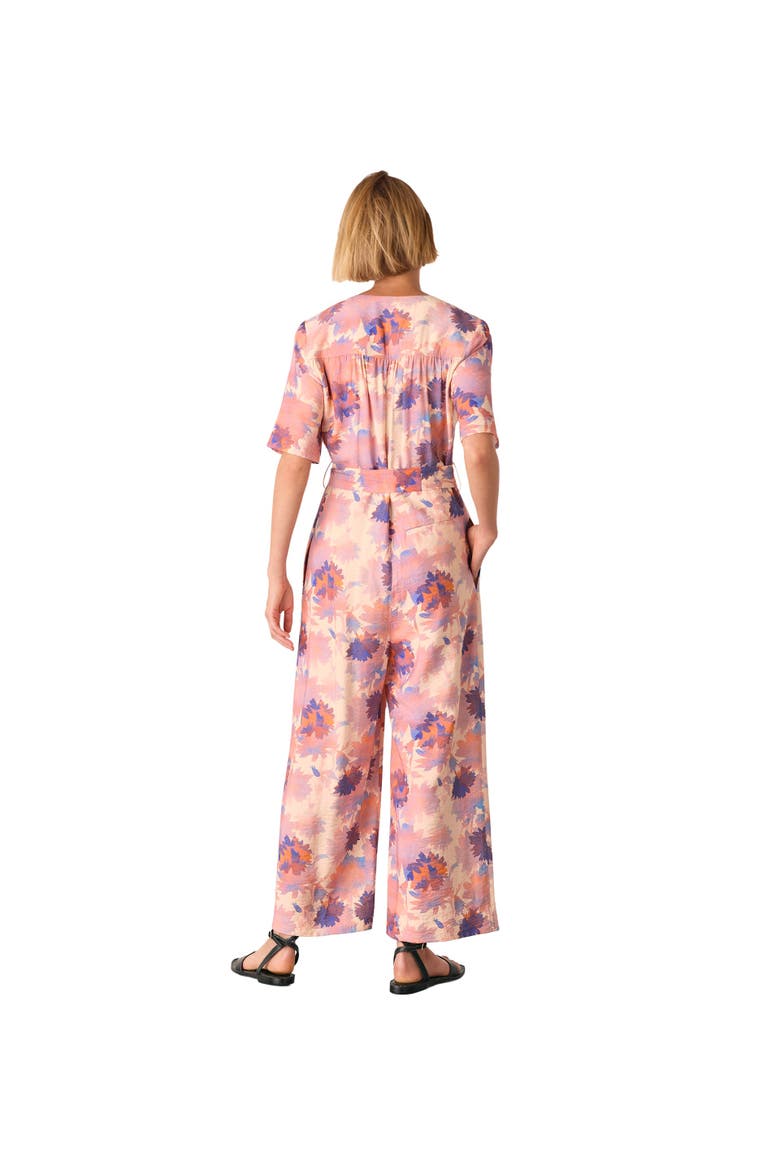 Floral Button Front Cropped Jumpsuit, Alternate, color, Pink/Multi