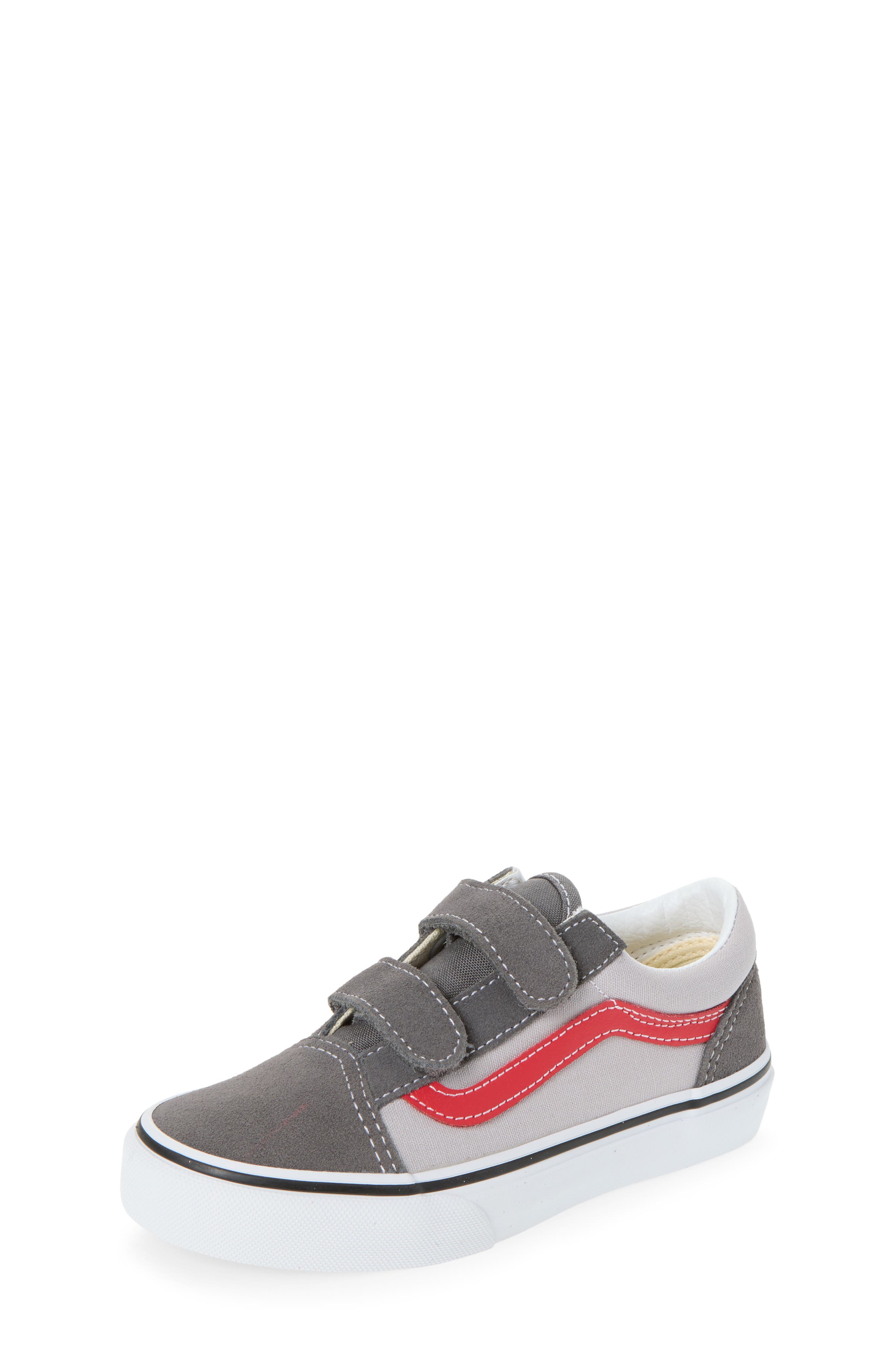 Kids' Old Skool V Sneaker, Main, color, PEWTER/RACING RED