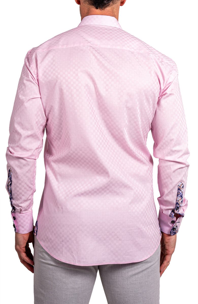 Maceoo Einstein Ascension0089 Pink Tonal Checkerboard Cotton Button-Up Shirt, Alternate, color, Pink
