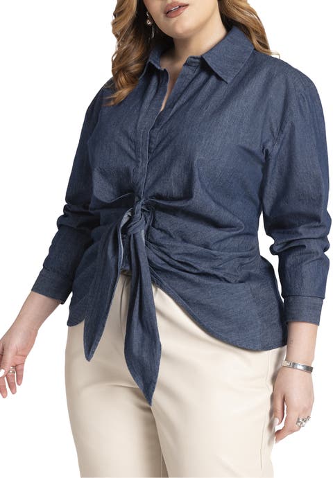 Tie Front Collared Blouse (Plus)